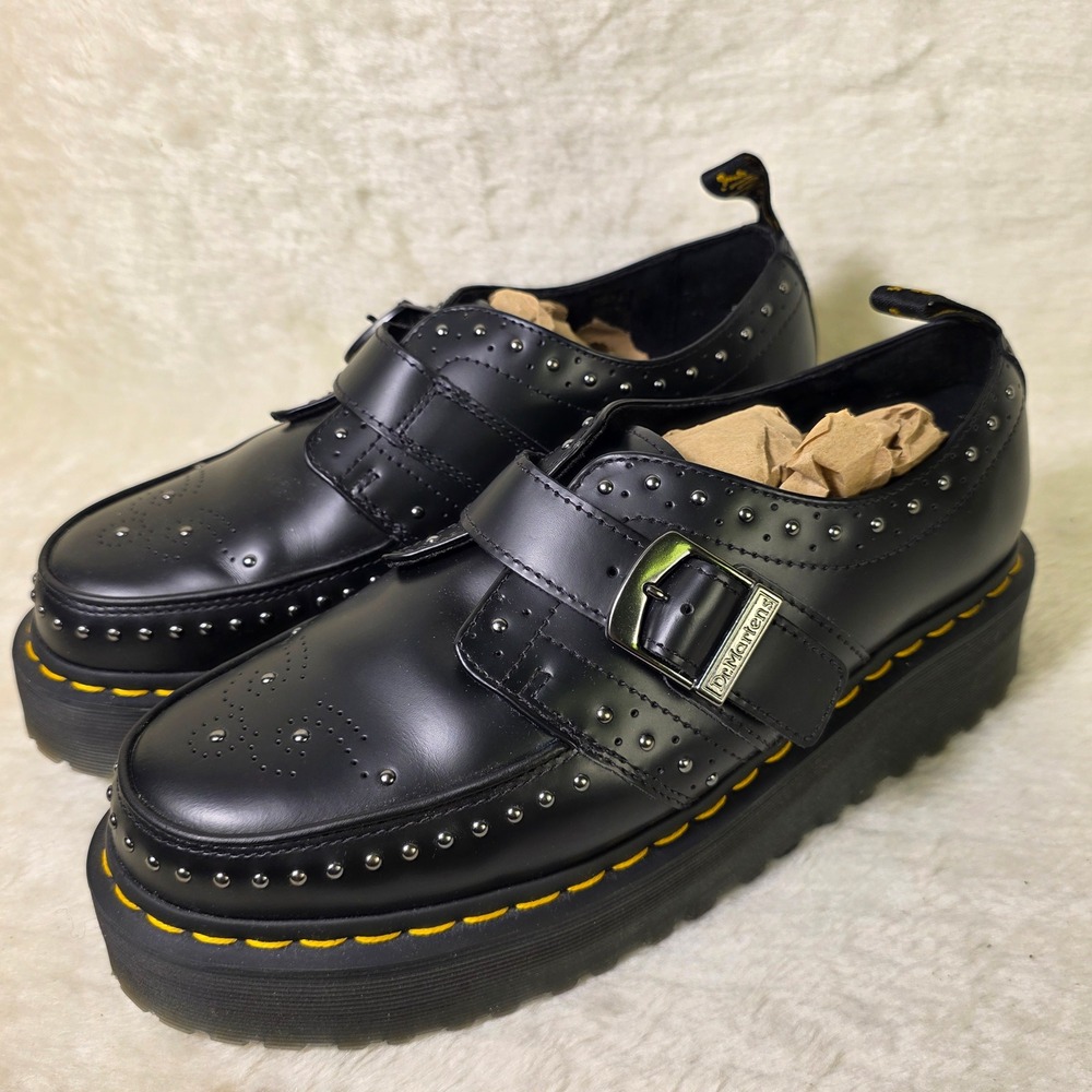Dr. Martens Ramsey Quad Stud Platform Black Monk Strap Creepers 43 Mens 10 NEW
